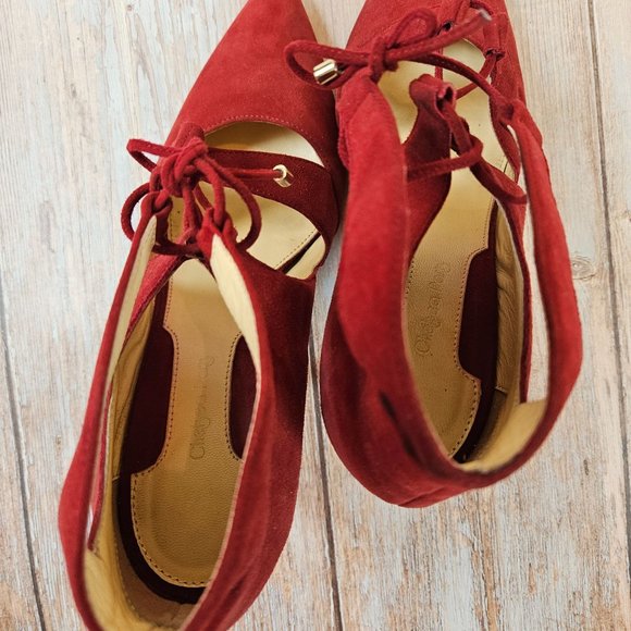 Chelsea Paris‎ Red Suede cutout lace up heel, size EU 39 - Picture 6 of 9